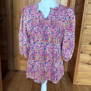 Michelle McDowell puff sleeves printed top